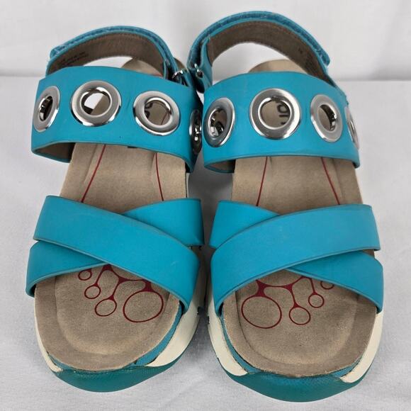 BIONICA WOMEN'S TEAL LEATHER SANDALS WITH VELCRO STRAP CLOSURE SIZE 8 - Picture 2 of 8